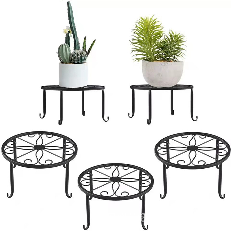 Single-Layer Flower Stand Wrought Iron Flower Pot Indoor and Outdoor Balcony Green Plant Hanging Orchid Potted Plant Gardening Small Storage Rack