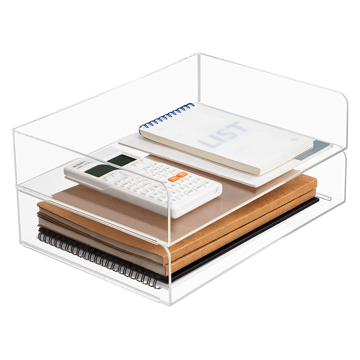 Cross-Border Acrylic File Tray Transparent Stackable Plus A4 Paper Plate Letter Information Storage Rack