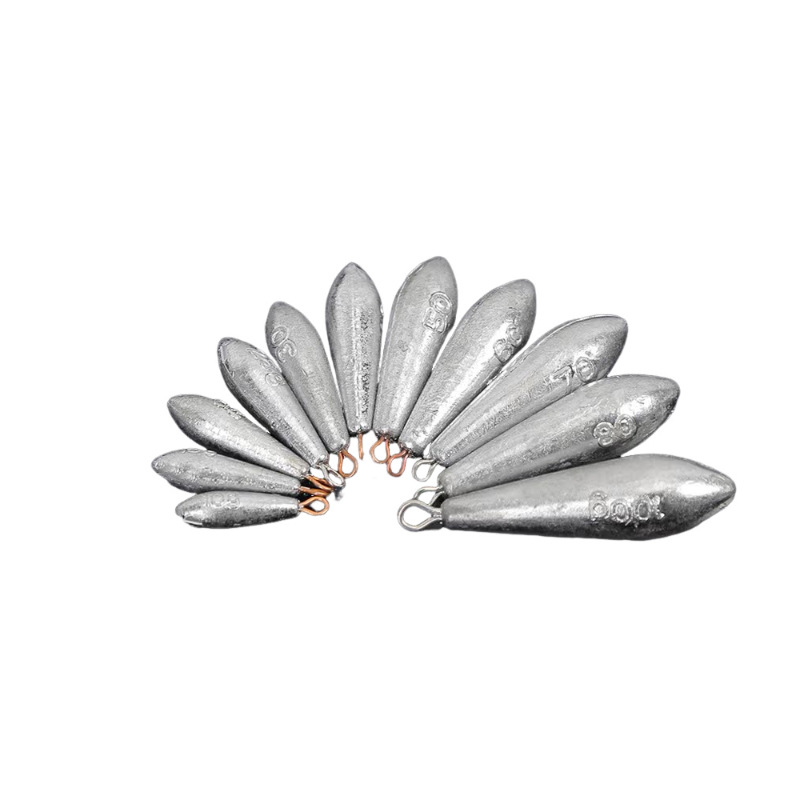 Willow Leaf-Shaped Lead Sinker with Water Drop Ring, Hook Lead Sinker with Ring, Fishing Lead Sinker with Willow Leaf Hanging Ring, Anti-Snagging Bottom Lead Sinker