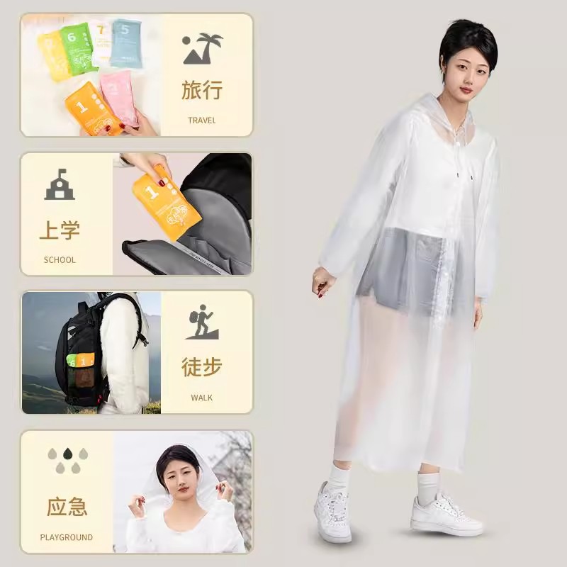 Disposable Raincoat Portable Girdle Children Adult Outdoor Travel Mountain Climbing Anti-rainstorm Long Thickened Card Poncho