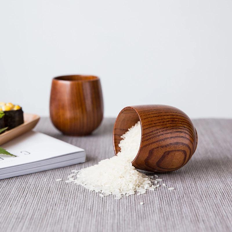 Vintage Jujube Wood Large Belly Cup, Creative Small Wine Cup, Tea Cup, Restaurant Insulated Wooden Cup, Household Wooden Cup with Engraving