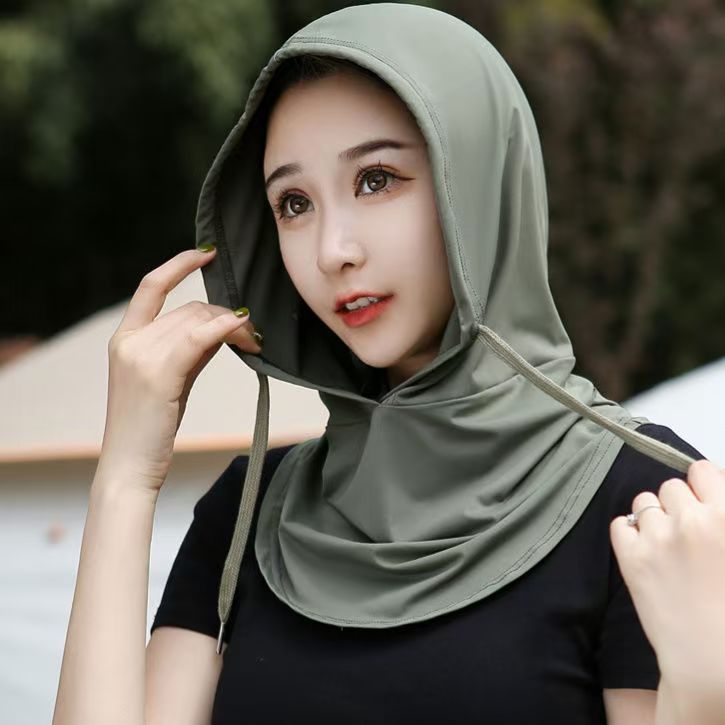 Sunscreen Mask Women's Summer Full Face 2025 New Ice Silk Anti-UV Driving Neck Protection Integrated Sunscreen Hat