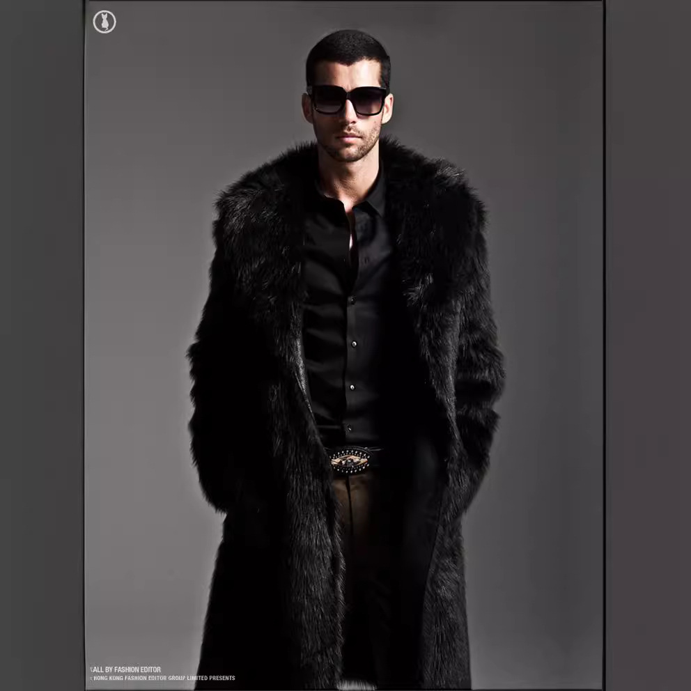 Europe and the United States Amazon cross-border supply 2025 autumn and winter fur coat men's long artificial wool warm fur coat