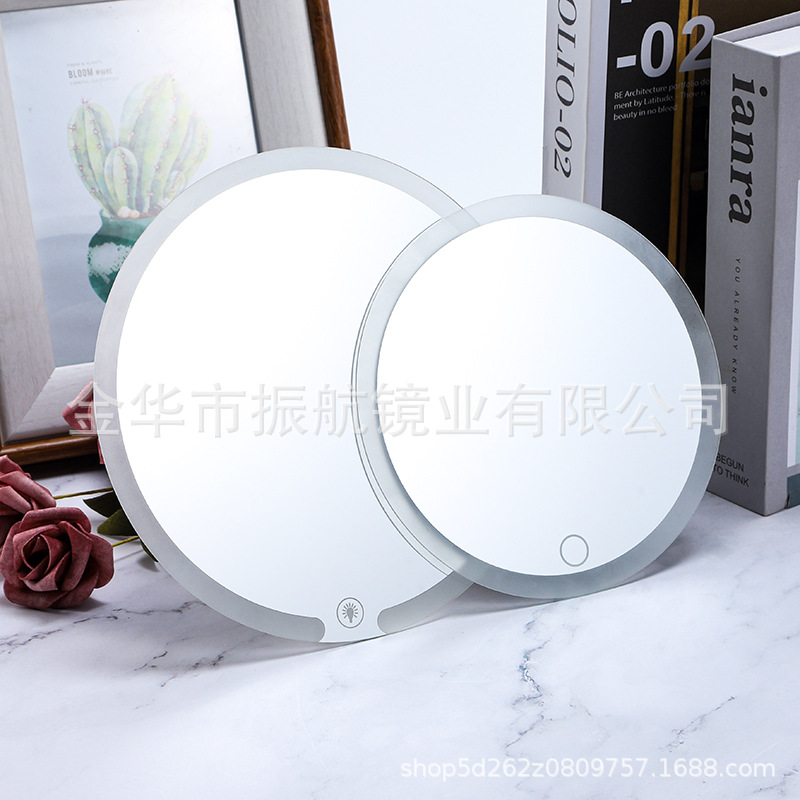 Сенсорное LED косметическое стекло, обработка стеклянных линз, увеличительное стекло для ванной, пескоструйная печать, портативное LED зеркало
