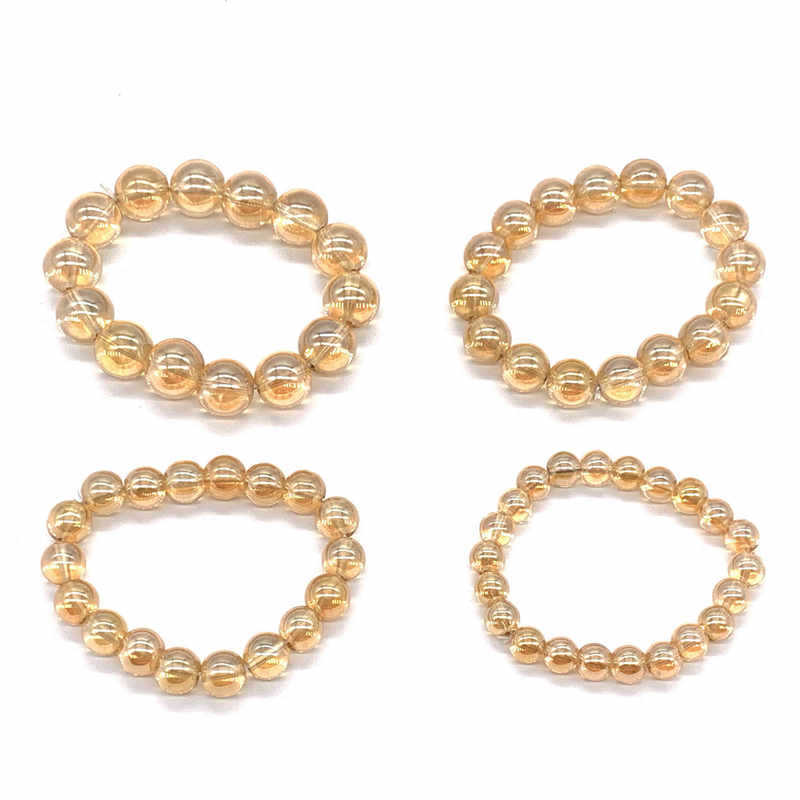 Anti-abrasion Scratch Glass Beads Buddha Beads Bracelet High-Grade 8mm Champagne Color Bracelet Anti-discoloration Crystal Bracelet