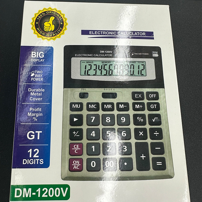 Solar 1200V Large Size Pressing Button 12 Digits Aluminum Surface Metal Calculator Desktop Financial Office Supplies Wholesale