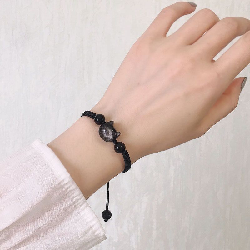 New Strawberry Bracelet Pink Crystal Hand Rope Girlfriend Couple Obsidian Year of Life Single Woven Transfer Red Rope