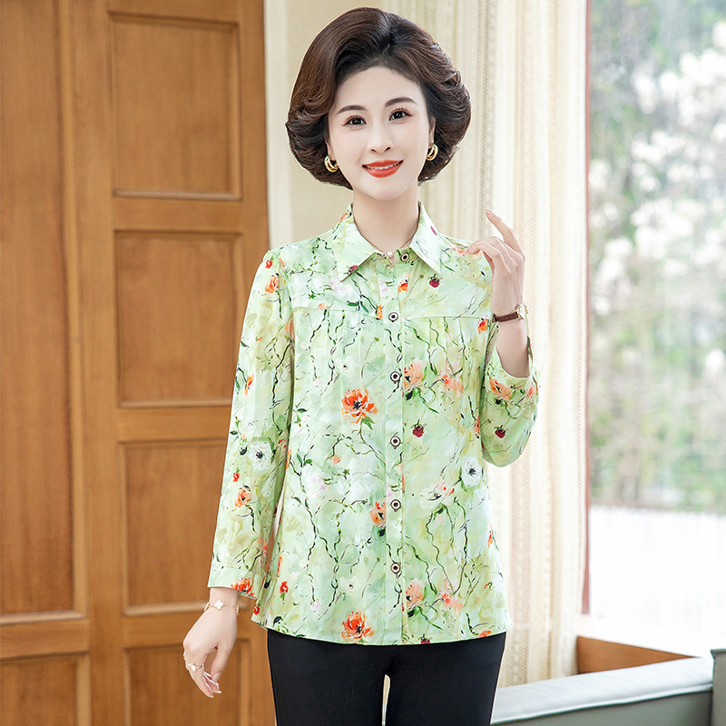 Middle-aged Mother Shirt Women's Summer 2025 New Style Stylish Belly Covering Top Fashionable Elegant Small Shirt suit Shirt