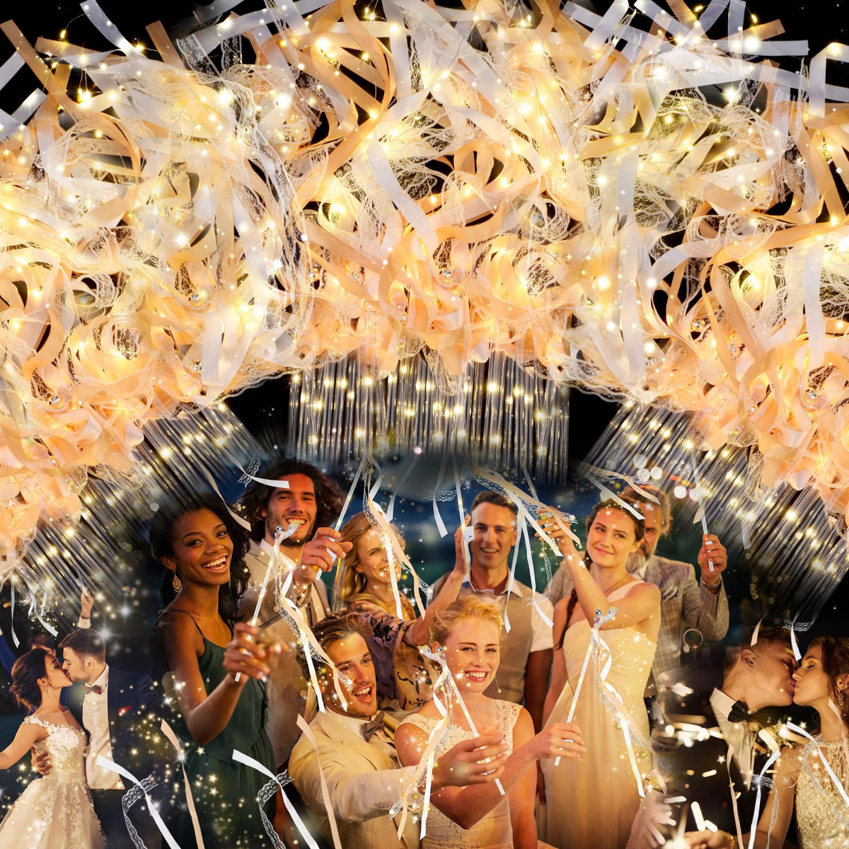 Aliexpress Трансграничная светодиодная свадебная светящаяся лента палка реквизит для вечеринки Светящаяся палка Блестящая лента Светящаяся ручная палка