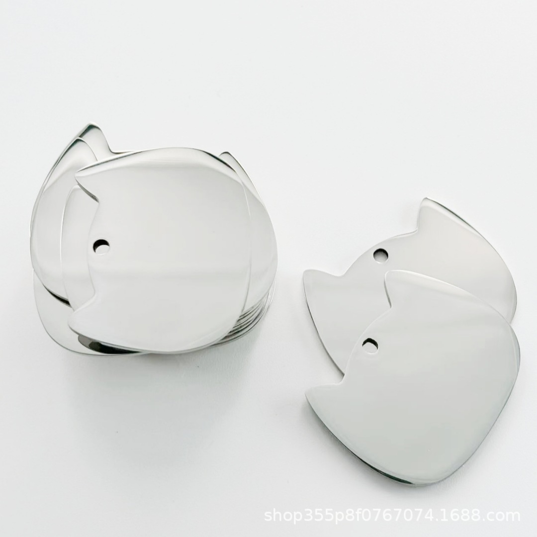 Mirror polished army tag Dog Tag pet tag peach heart pendant round tag long tag animal head pendant