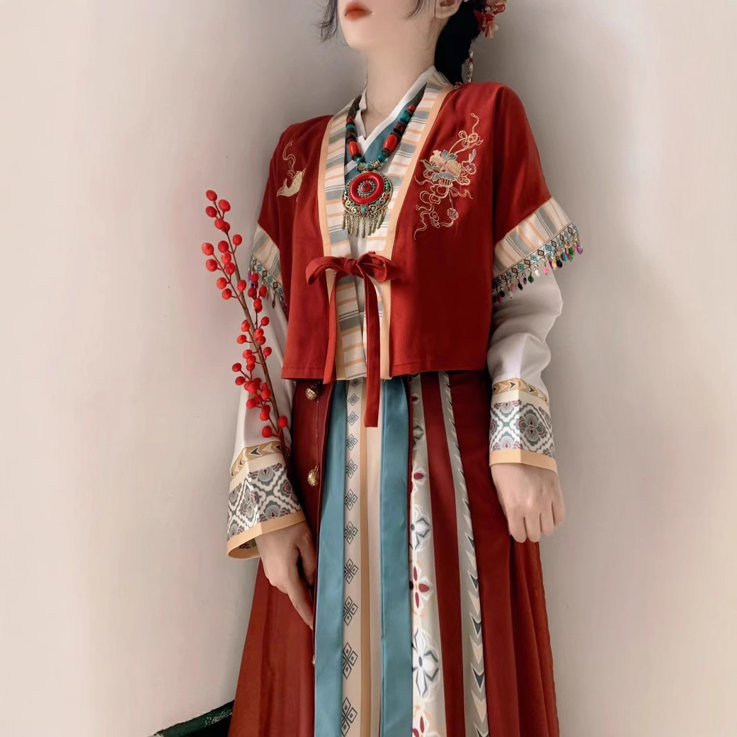 Tang Dynasty Wei Jin Feng Han Clothing Female [Red Not Laji] Han Element Tang Quilt One-Piece Waist Broken Skirt Daily Wear