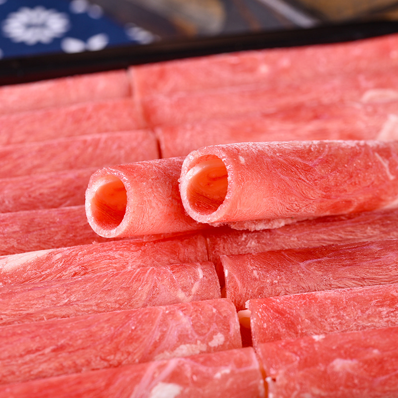 Beef Roll Snowflake Fat Beef Shabu-Shabu Hot Pot Ingredients Beef Slices Barbecue Sukiyaki Catering Commercial Fat Beef Roll Wholesale