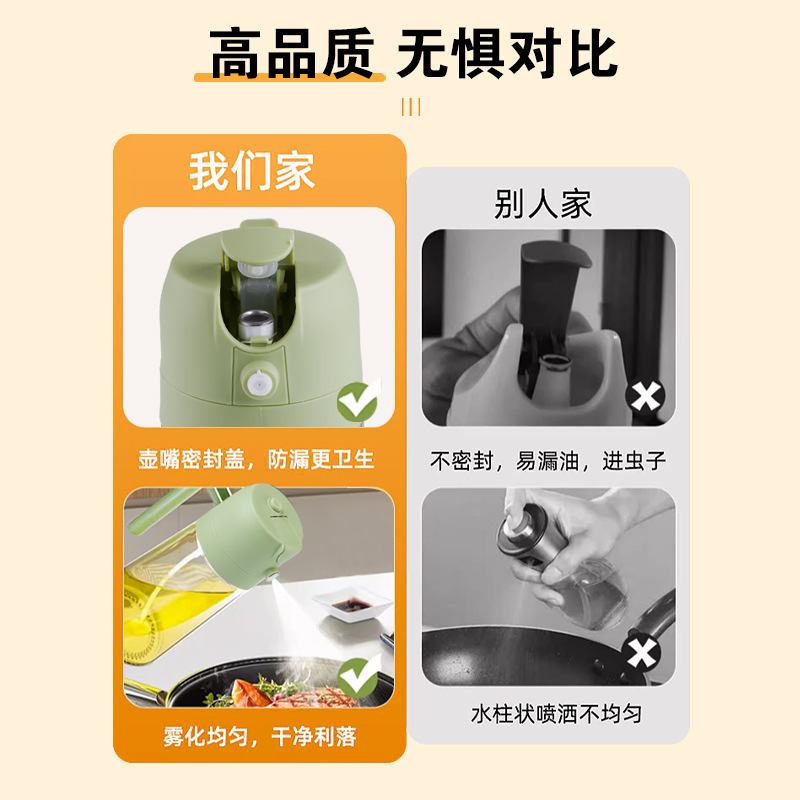 Transparent glass Oiler 2-in-1 automatic opening and closing oil bottle spray and pouring integrated kitchen household sauce vinegar seasoning bottle