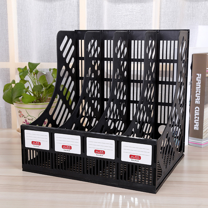 Office Supplies File Rack A4 Desktop Storage File Column Stationery Wholesale Plastic Thick File Frame File Storage Rack