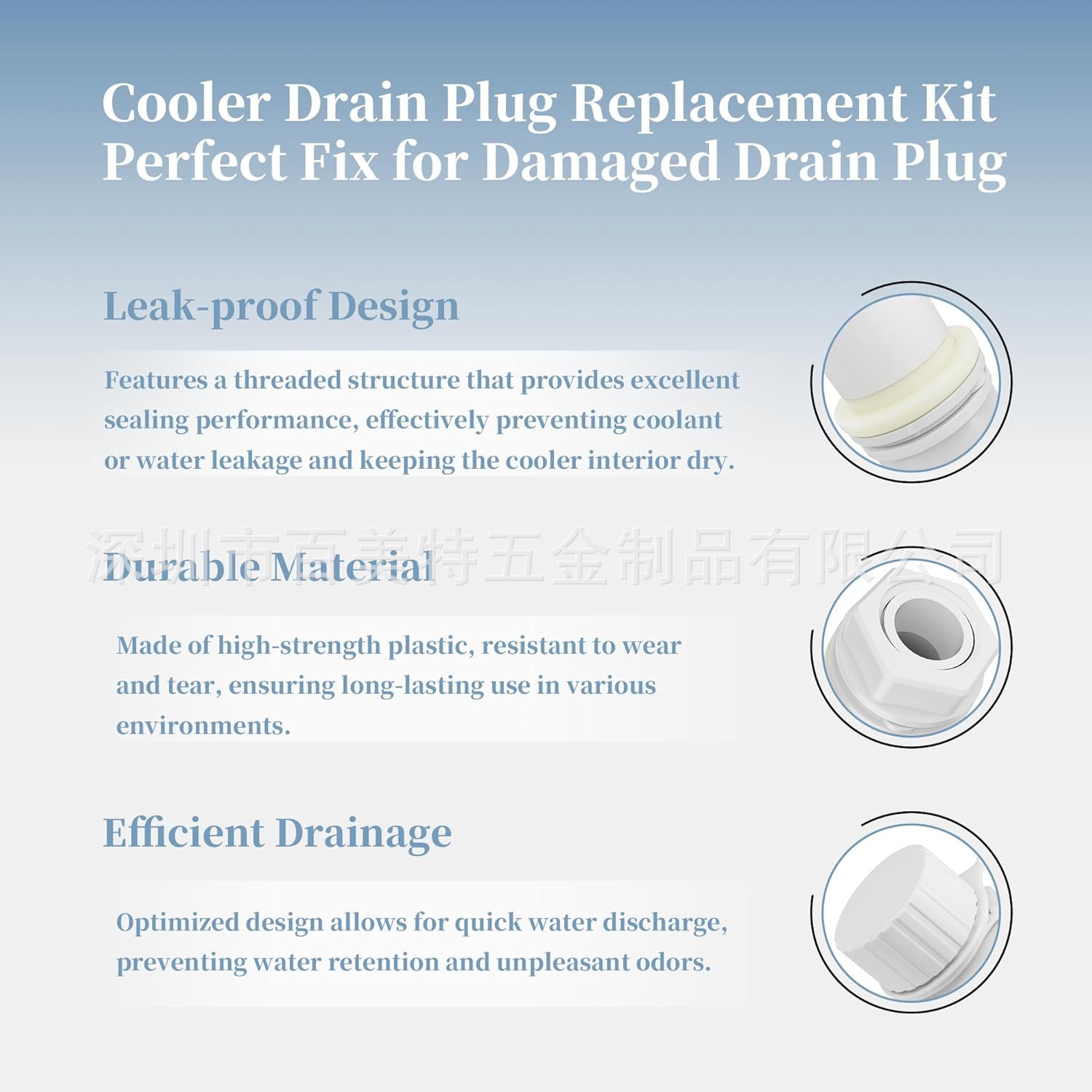 Cooler Drain Plug Replacement Part Compatible with Igloo 50-165 Qt Cooler Number: 24011