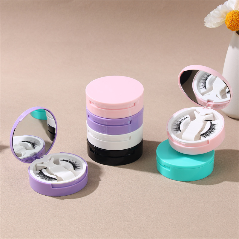 Popular Round Magnet Eyelash All-In-One Box, Glue-Free False Eyelash Storage Box, Matching Eyelash Magnetic Clip