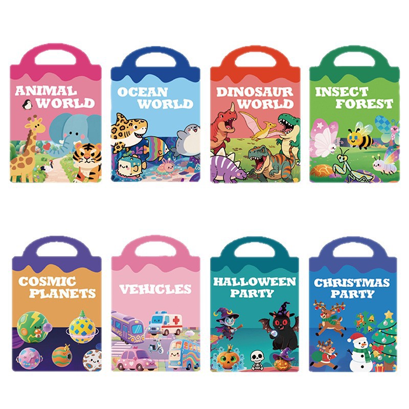 Children's Educational Toys Satchel Jelly Sticker Book 2-3 to 6 Years Old Baby Concentration Training Sticker Paper Customization