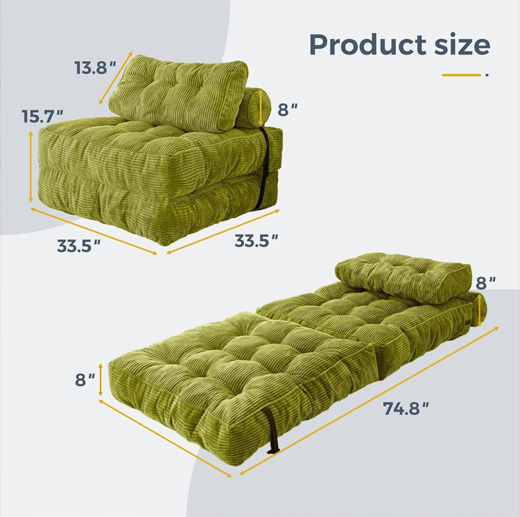 Amazon Customized Vacuum Compression Sofa Bed Can Lie down and Sleep on the Bedroom Balcony Tatami Single Simple Corduroy