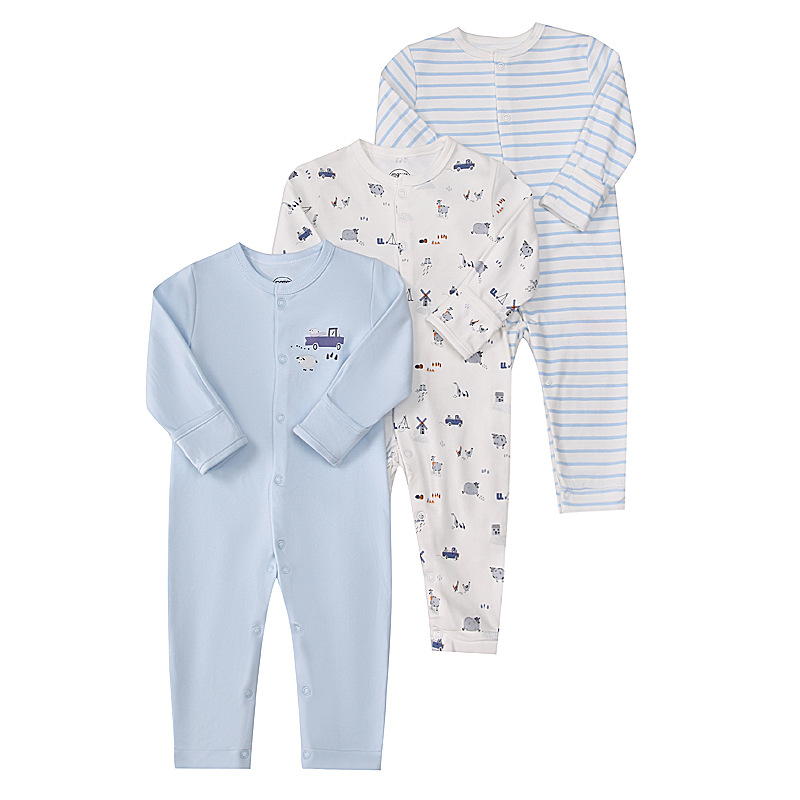 Foreign trade children's clothing new spring and autumn baby jumpsuit long sleeve khayi flat foot climbing baby three-piece outfit cross-border hair generation