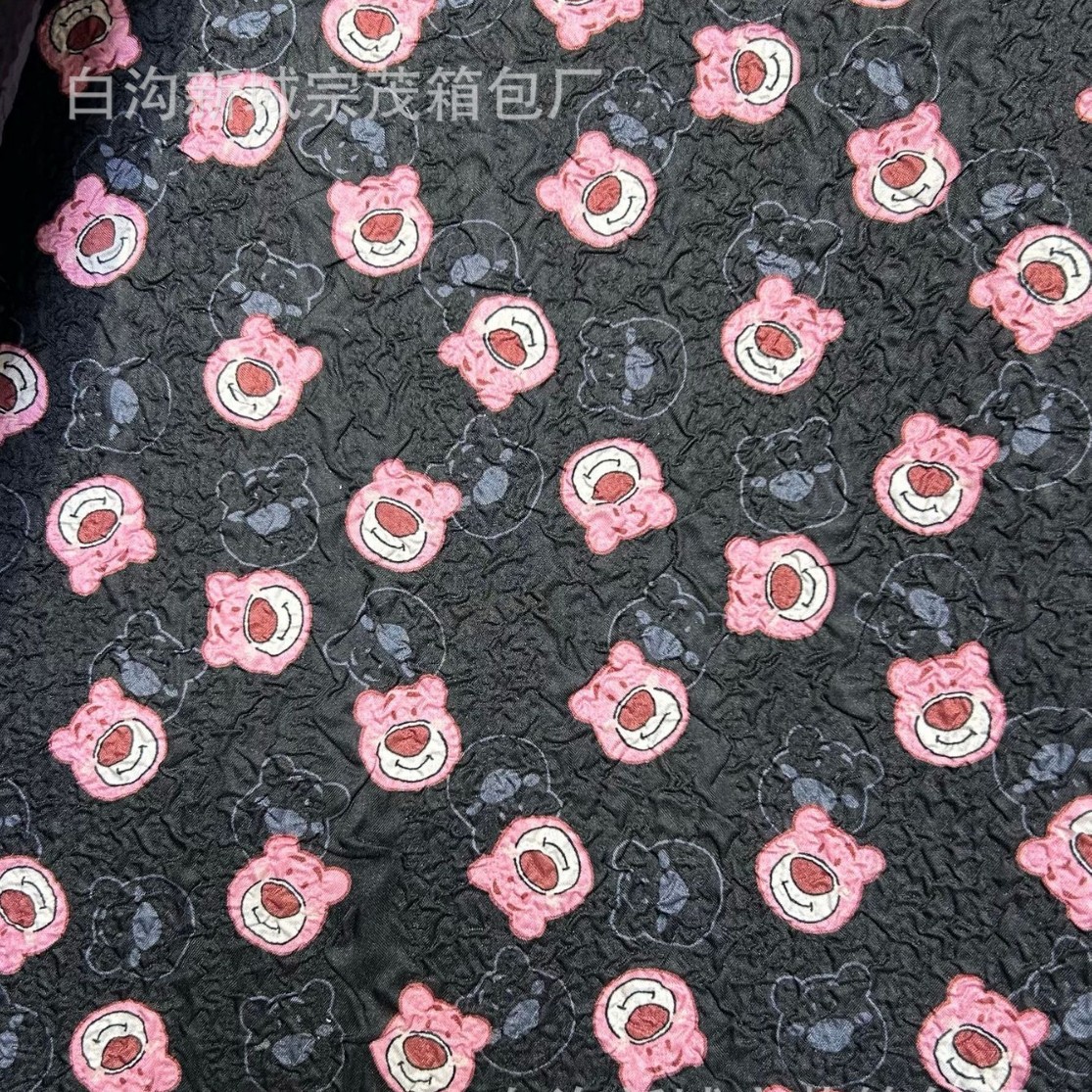 New Polyester Printed Bubble Fabric Butterfly Festival Floral Pleated Fabric for Bags, Children's Clothing, and Fashion Dresses