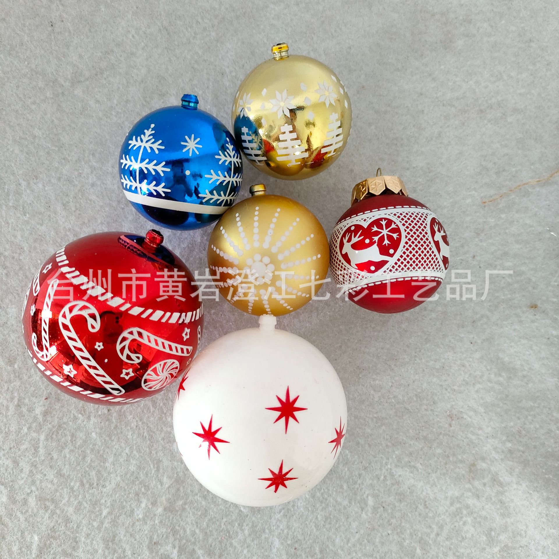 Factory direct supply Christmas decoration pendant PS plastic electroplating powder ball painted printing ball hanging hollow ball