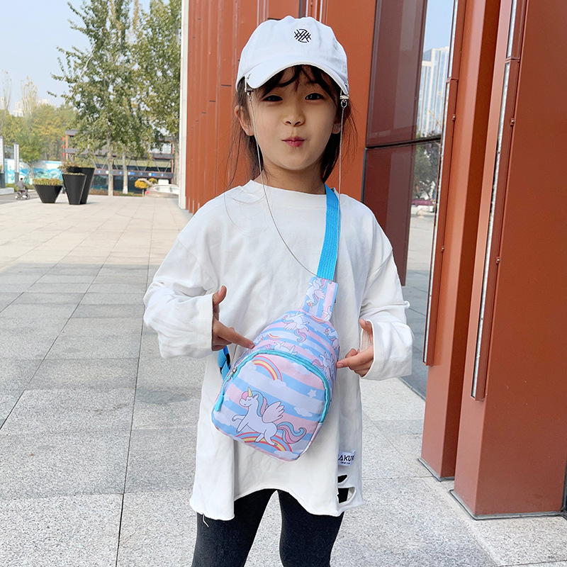 Cartoon Fashion Children's Chest Bag 2024 Autumn and Winter New Trendy Princess Trendy Crossbody Bag Unicorn Children's Waist Bag