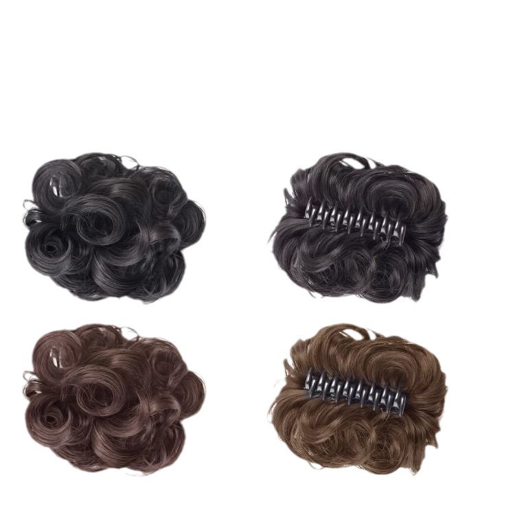 Factory wholesale grab clip ball head fluffy wig hair accessories lazy hair curler flower corn high temperature silk hair ring