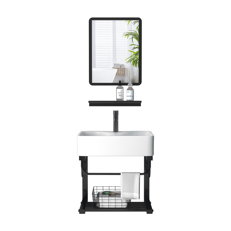 Bracket Washbasin Wall-Mounted Small Apartment Bathroom Washbasin Cabinet Combination Balcony Ceramic Integrated Washbasin