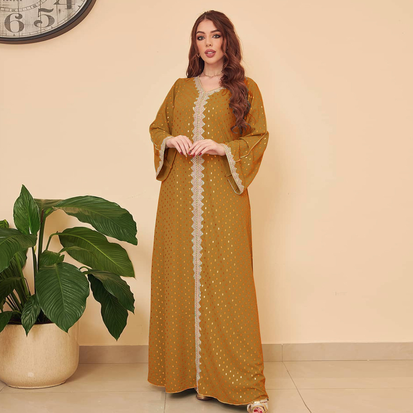 AB146 European and American foreign trade e-commerce Middle East cross-border women's clothing 2023 Summer new gilded Muslim Dubai robe
