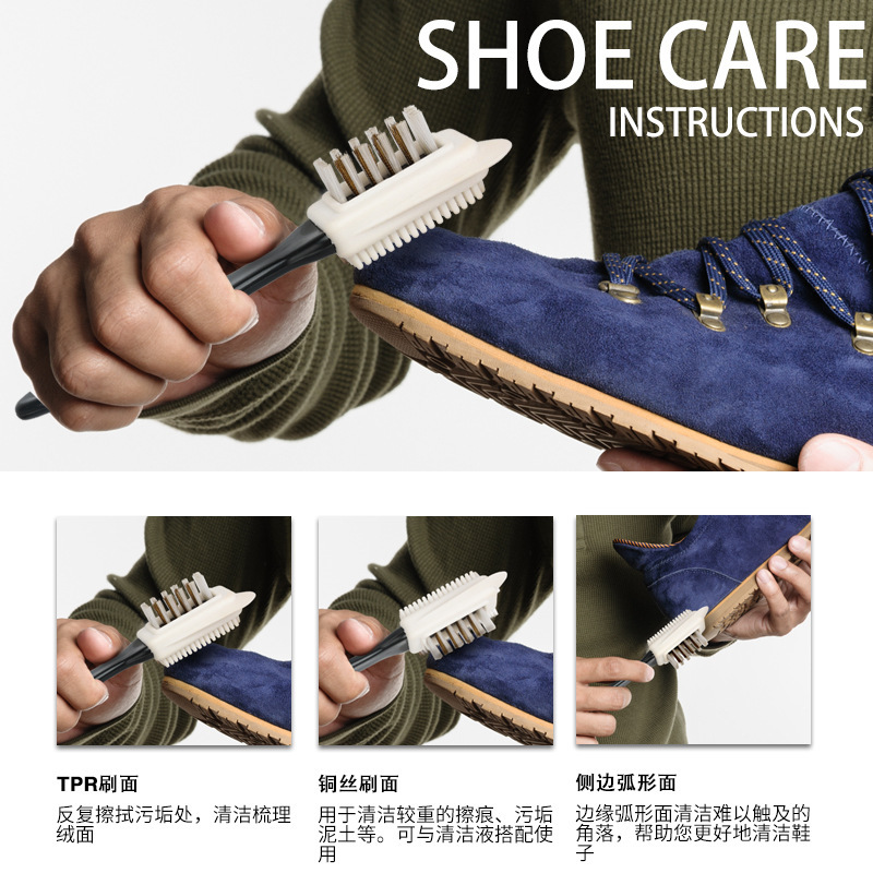 Suede brush multi-surface copper wire brush snow boots scrub suede cleaning care shoe brush Silicone double-sided suede brush wholesale