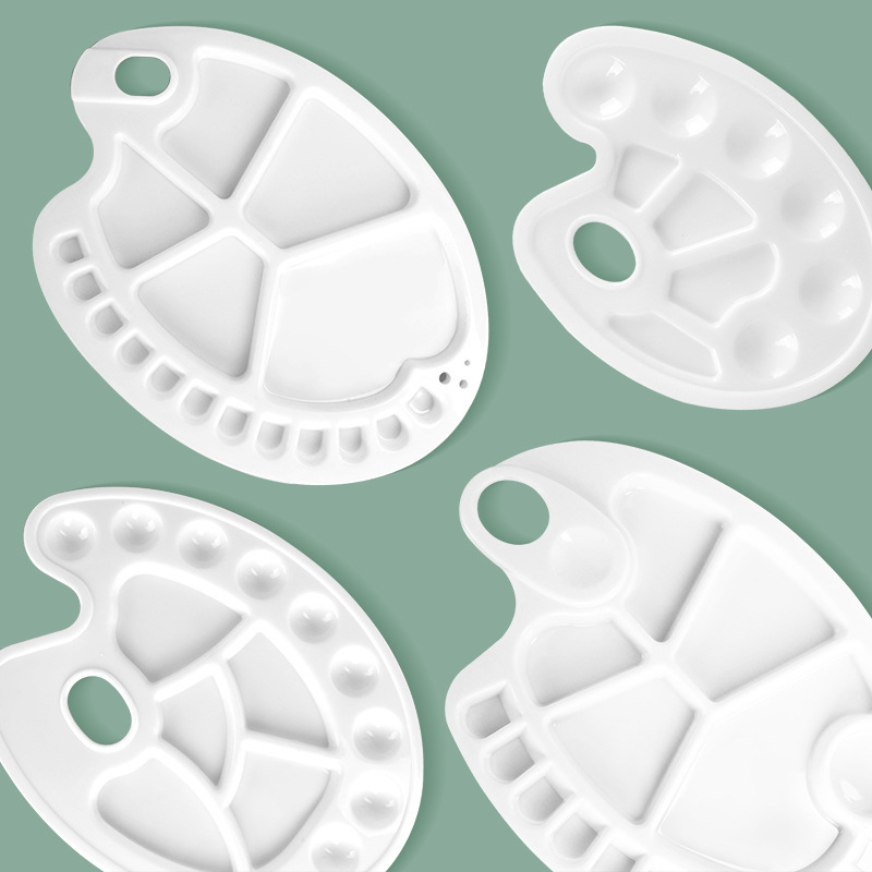 Cross-Border Art Palette Paint Tray Pp Plastic Painting Palette Children's Palette Small Plum Blossom-Shaped Palette