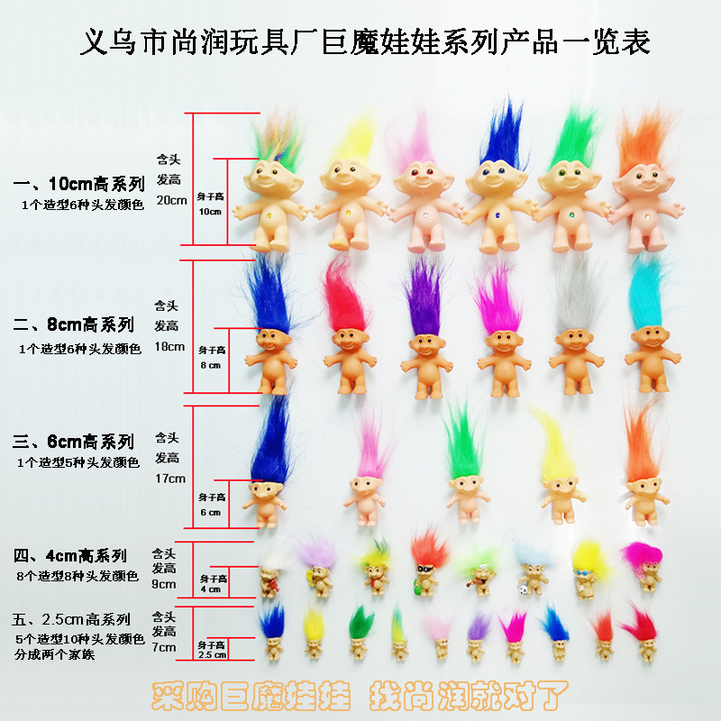 Cross-Border Amazon Troll Dolls Toys Dolls Injection Molding Dolls Retro Home Furnishings Cute Mini Collectibles