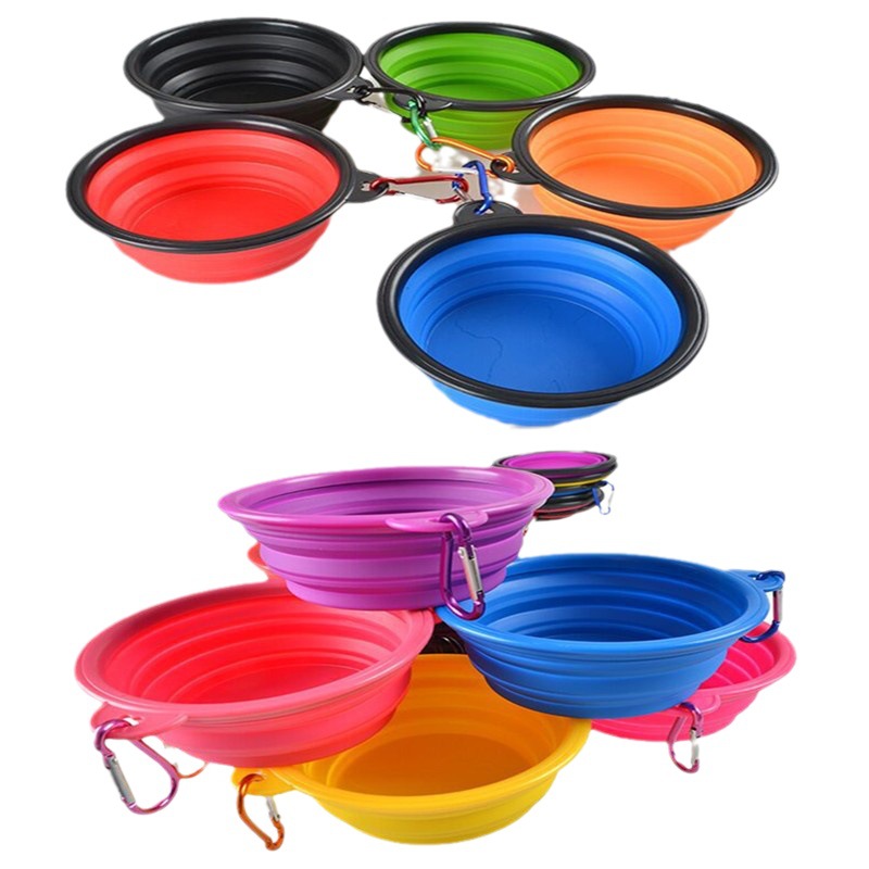 Pet folding bowl TPE silicone folding bowl travel outdoor portable buckle dog food basin pet supplies wholesale