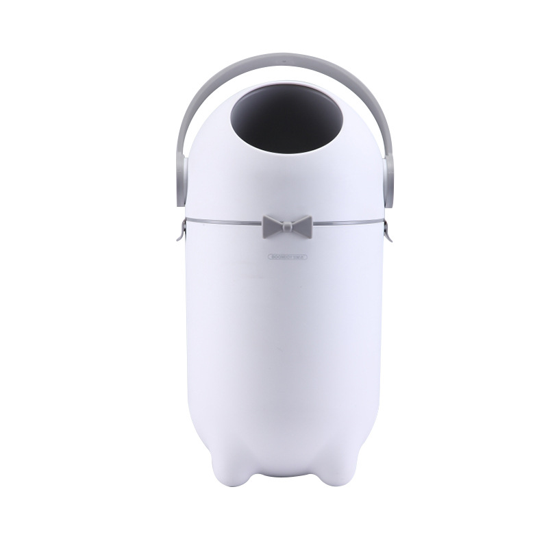 Household Diaper Trash Bin Large Capacity Round Bucket Silent Opening and Cclosing Toilet Artificial Mechanics Handle Trash Bucket