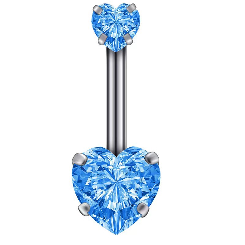 Stainless steel love zircon navel nail heart-shaped diamond navel ring puncture jewelry 2024 Amazon cross-border explosions