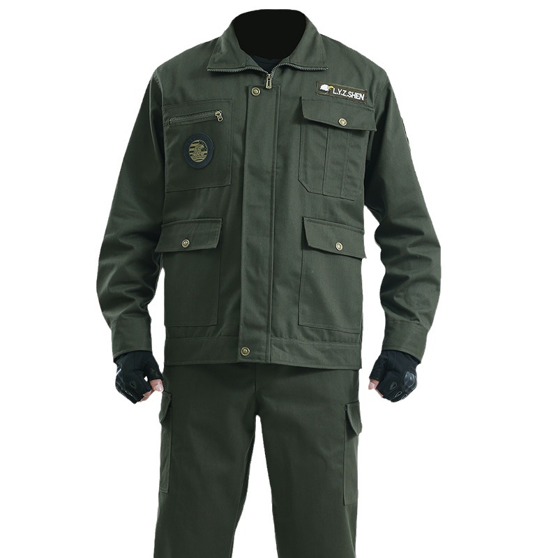 Spring and Autumn work clothes suit men's one-piece Labor protective clothing welder anti-scald wear-resistant construction site work work tooling factory clothes