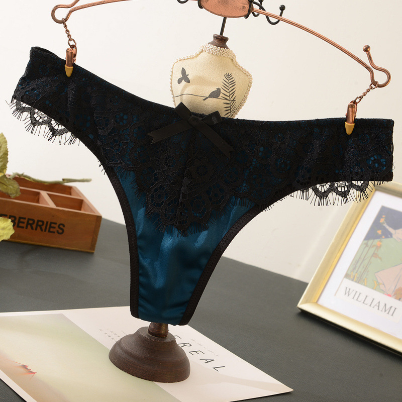 【2222】European and American Sexy Cut Out Lace Girls Underwear Skin-Friendly Cotton Crotch Slit Thong Cotton Crotch