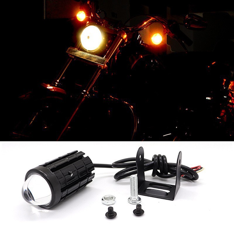 Two-color small steel gun 12-80v waterproof LED Motorcycle spotlight headlight two-color far and near integrated waterproof