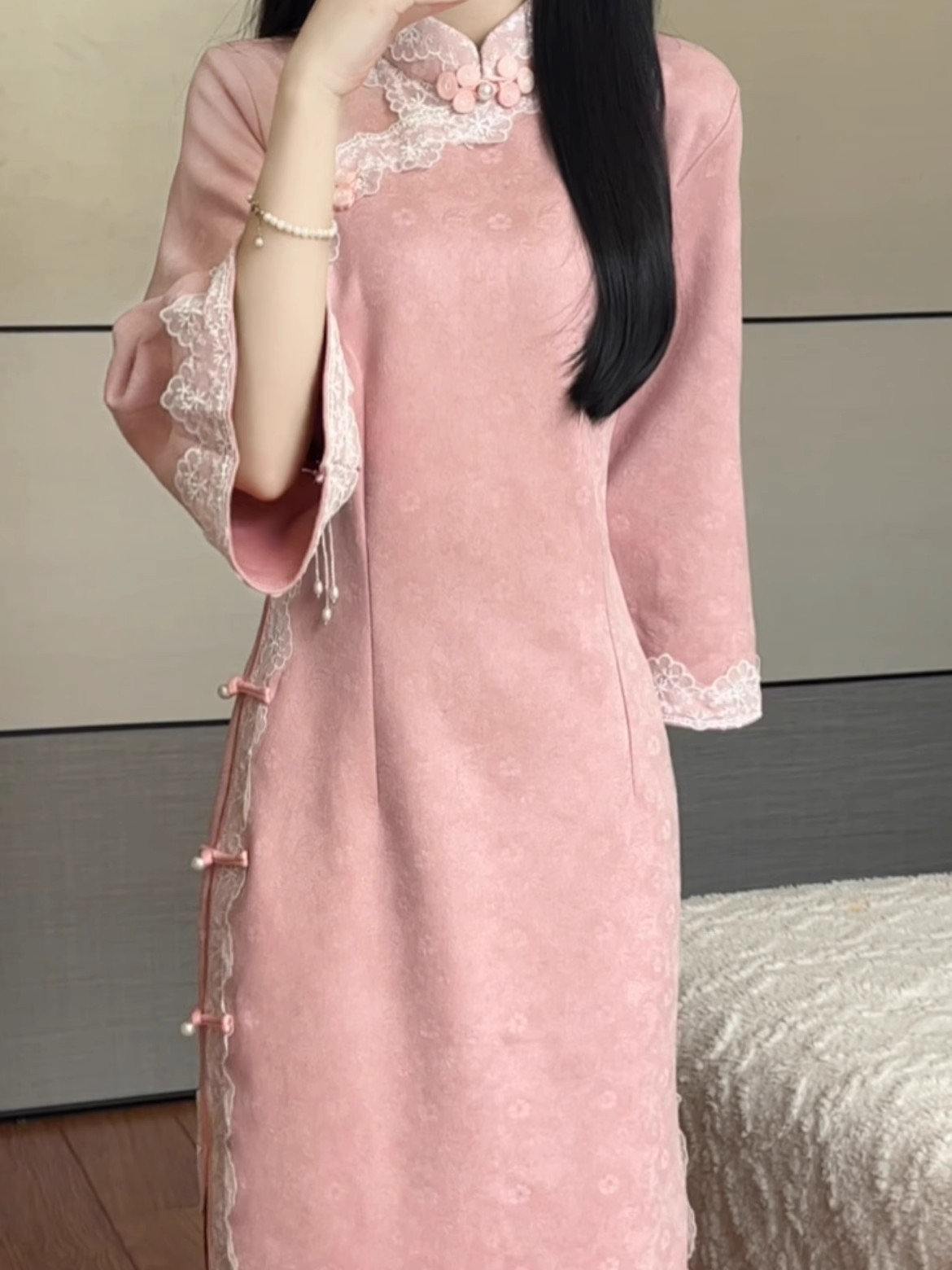 Pink Cheongsam Improved Young Girl Elegant Classy Engagement Dress Dress 2025 New Classy Daily
