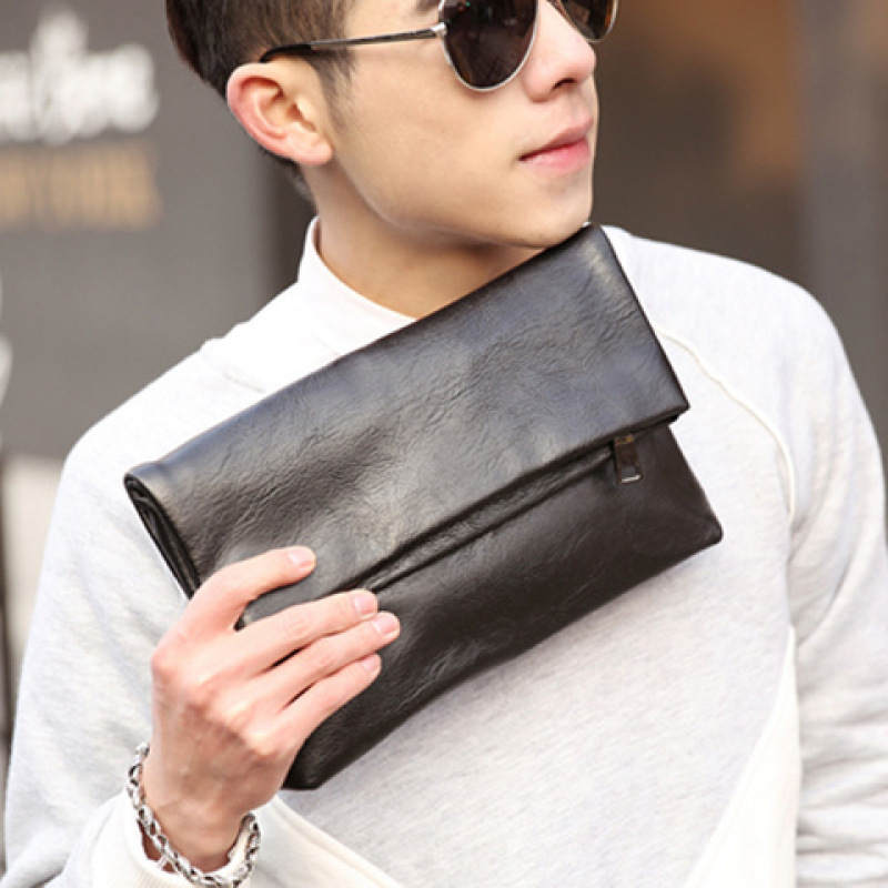 Korean Style Trendy Men's Clutch Bag Men's Folding Clutch Bag Trendy Clutch Bag Men's Casual Business Clutch IPAD Bag