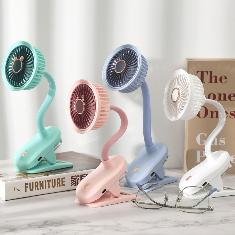 2025 New Clip-On Fan Desktop USB Rechargeable Three-Speed Office Bedside Small Fan Foreign Trade Logo Cross-Border