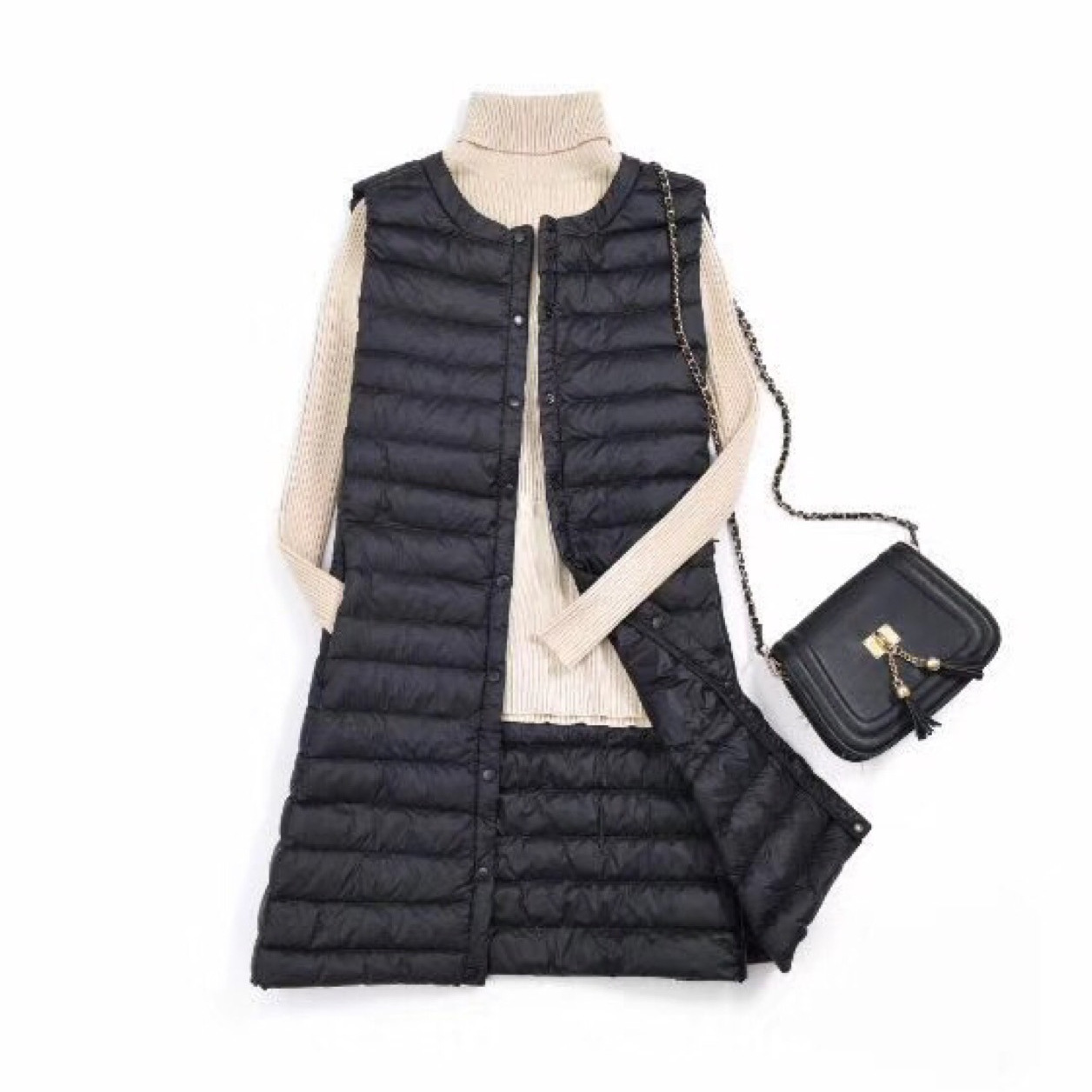 Down Vest for Women, Mid-Length, 2025 New Korean Style, Slimming, Loose, Lightweight, Hooded Vest Jacket
