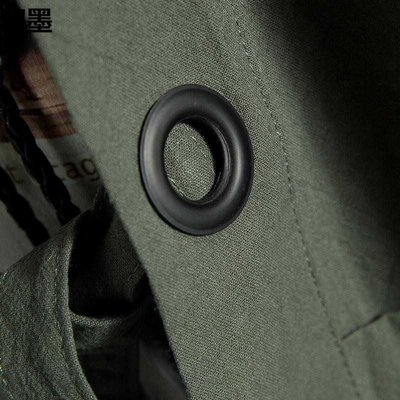 Summer Chinese-style Feather Weaving Robe Men's Hanfu Cardigan Cotton Linen Japanese-style Kimono Linen Cropped Sleeve Shirt fleece-lined