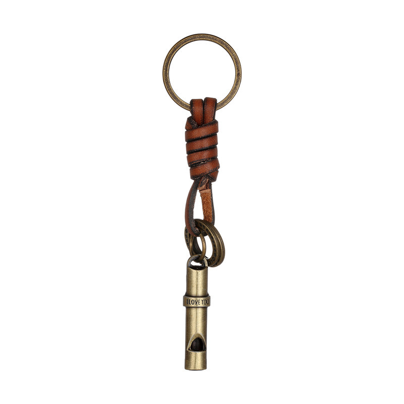 Wholesale bullet whistle arrow keychain leather key chain vintage ornaments gift pendant