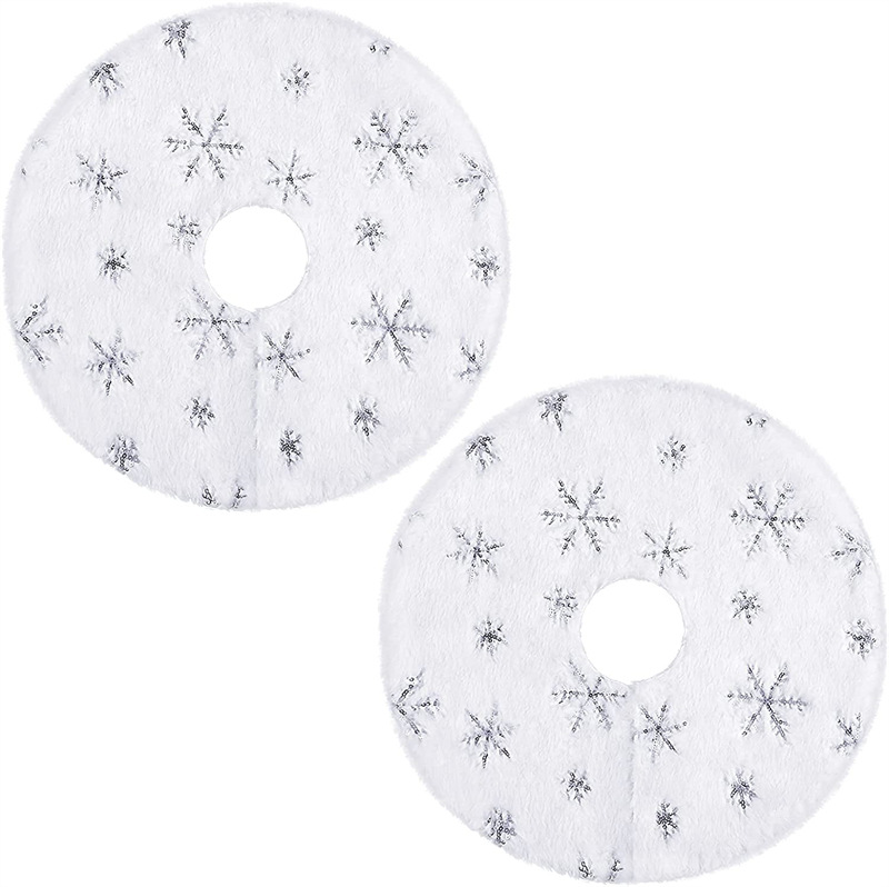 Cross-Border New Mini Christmas Tree Skirt 38cm Christmas Tree Skirt Double-Layer Plush Tree Skirt Desktop Tree Skirt Decoration