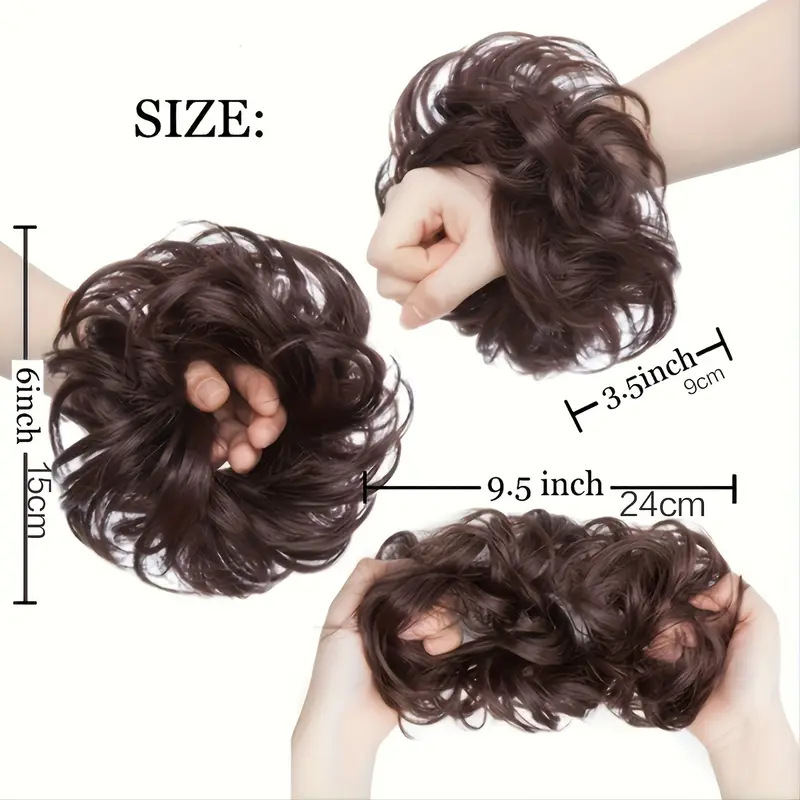 European and American High-Temperature Silk Wig Women's Hair Band Ball Hair Elastic Hair Bag Fluffy Natural Curly Hair Band Foreign Trade Cross-Border