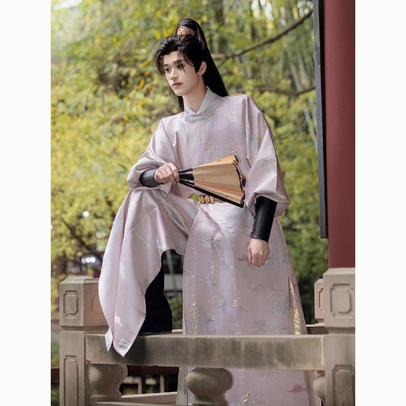 Chinese Style Ceremonial Hanfu Men's Tang-Style Round-Neck Robe 2025 New Spring Style Ming-Style Robe Men's Ancient Costume Men's Clothing