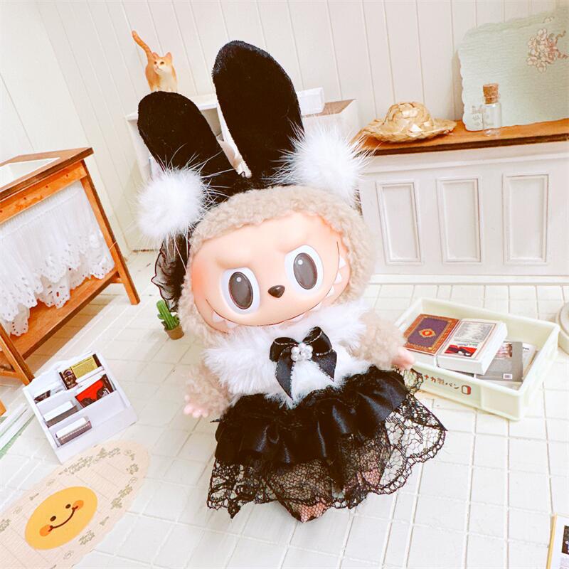 Clothes Only] Labubu Doll Clothes 17cm Heart-warming Macaron Vinyl Face Labubu Baby Clothes Replacement