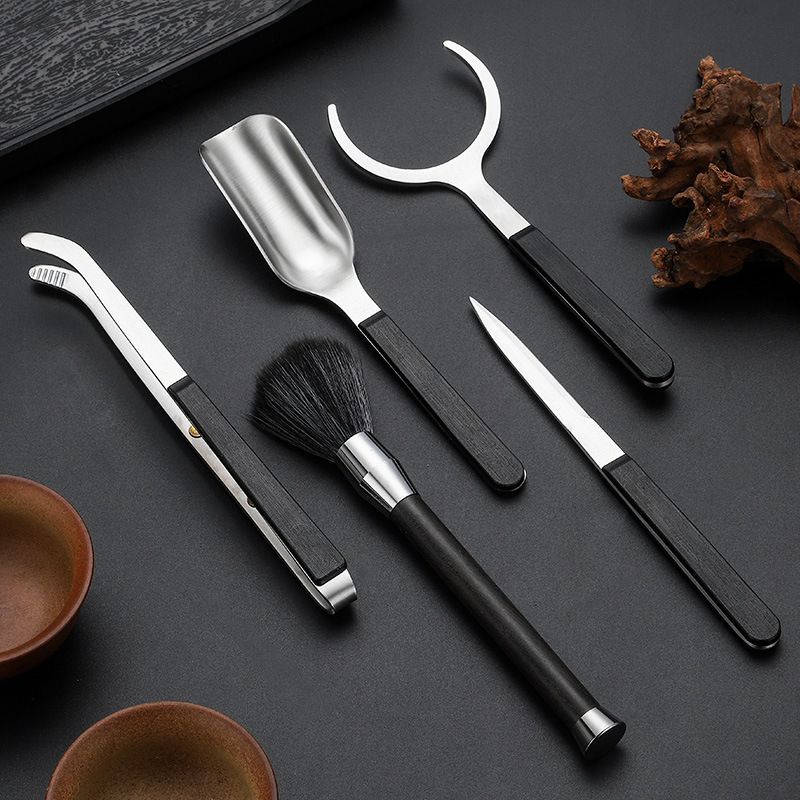 Высококачественный набор чая, чайная церемония, пять аксессуаров, чайный клип, чайная ложка, нержавеющая сталь, шесть королей