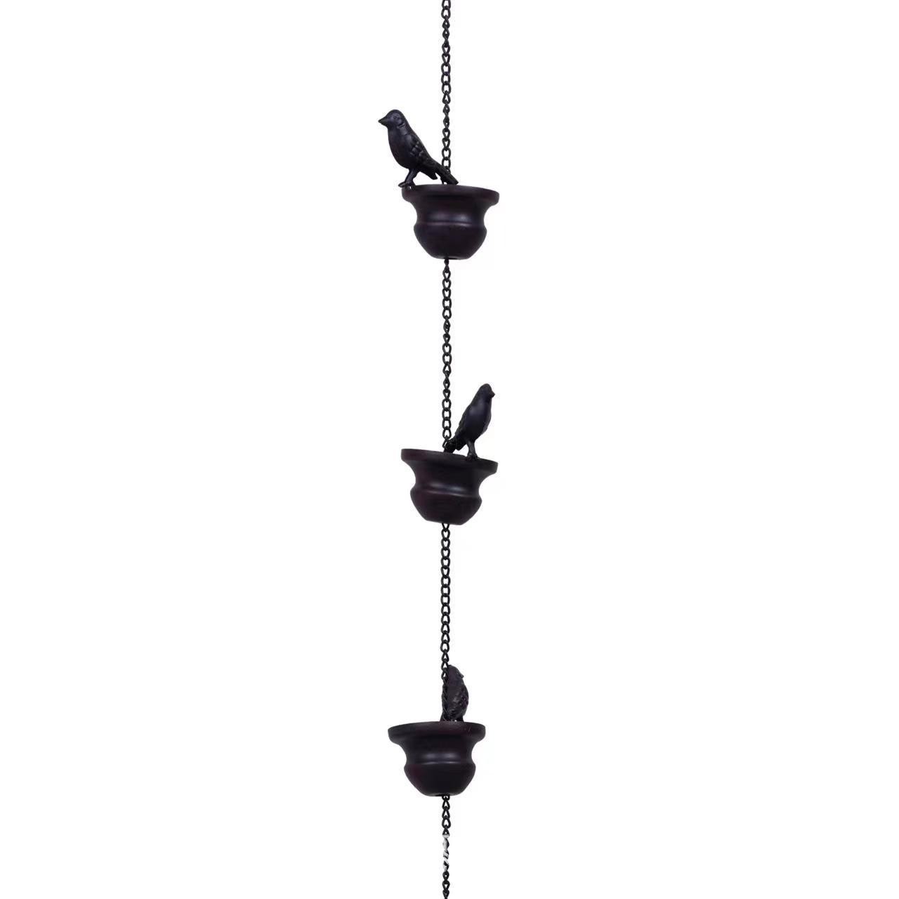 Cross-Border Iron Decorative Bird Rain Chain Drainage Chain Metal Villa Bird Cup Rain Chain Bird Wind Chime Metal Craft